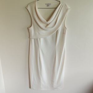 BOSTON PROPER Cream colored, draped neck dress.  Size M